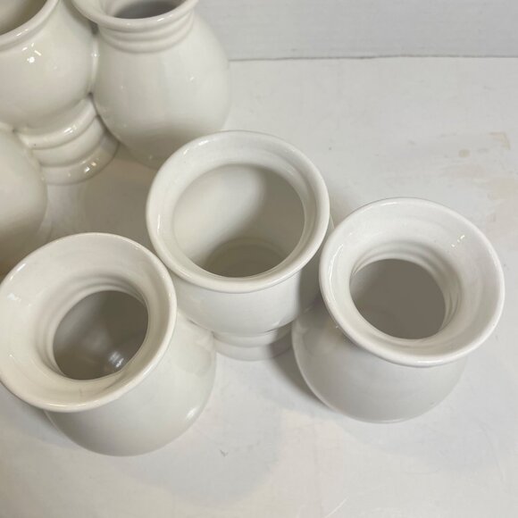 Set Of 2 Three Piece attached White Ceramic Decorative Vases for Home or Event C - Picture 13 of 13
